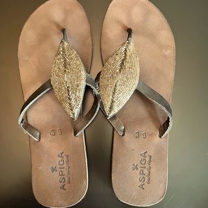 Leather flips w/ bugle beads (39)